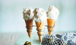 Three identical ice cream cones