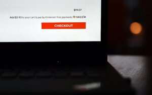 A Sezzle logo is shown in a person's online shopping cart on a laptop in Vernon, B.C. on Wednesday, November 18, 2020.