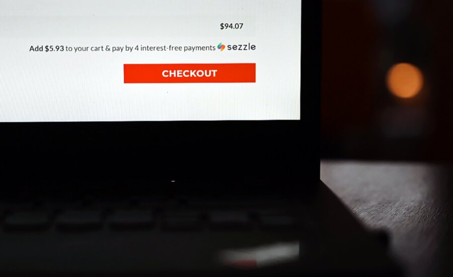 A Sezzle logo is shown in a person's online shopping cart on a laptop in Vernon, B.C. on Wednesday, November 18, 2020.