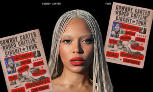 Cowboy Carter Tour promotional poster and photo of Beyonce