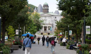 Students walking on McGill University's campus